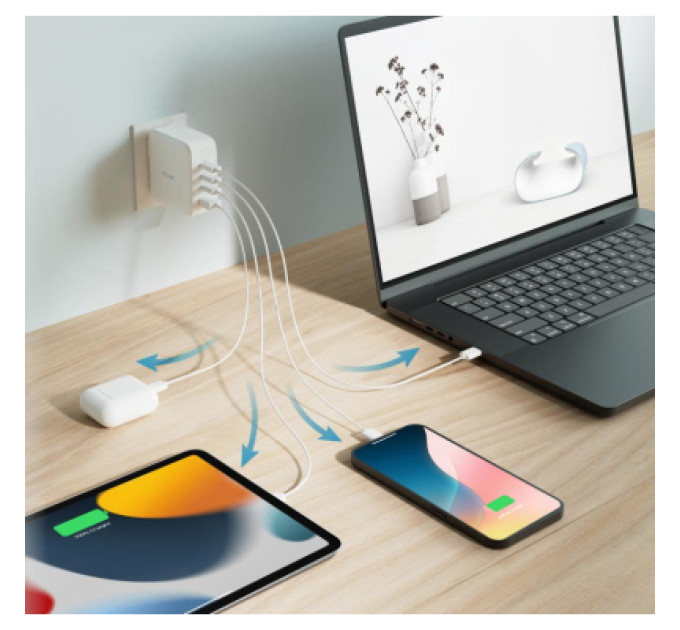 D-Link Зарядний пристрій D-Link 3xUSB-C + 1xUSB PD140W GaN white (DCF-141)