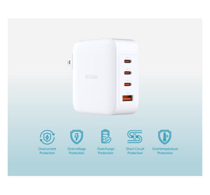 D-Link Зарядний пристрій D-Link 3xUSB-C + 1xUSB PD140W GaN white (DCF-141)
