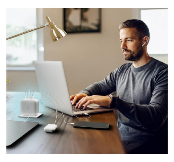 D-Link Зарядний пристрій D-Link 3xUSB-C + 1xUSB PD140W GaN white (DCF-141)