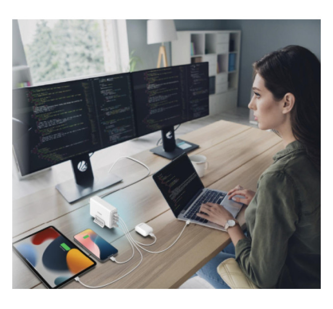 D-Link Зарядний пристрій D-Link 4xUSB-C + 1xUSB PD240W GaN white (DCF-241)