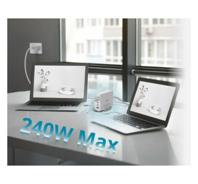 D-Link Зарядний пристрій D-Link 4xUSB-C + 1xUSB PD240W GaN white (DCF-241)