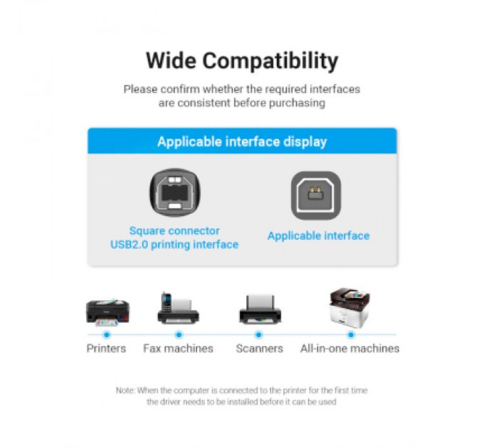 Кабель для принтера USB 2.0 AM/BM 1.0m 480Mbps PVC black Vention (COQBF)