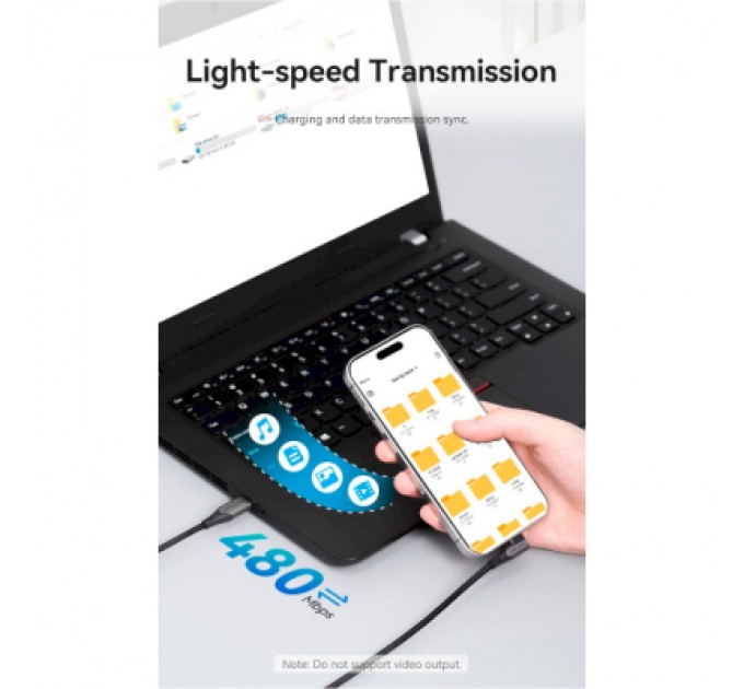 Дата кабель USB-C to USB-C 0.5m USB2.0 60W (20V/3A) angle 90° Gray Aluminum Alloy Vention (TRAHD)