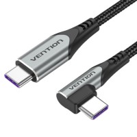 Дата кабель USB-C to USB-C 0.5m USB2.0 60W (20V/3A) angle 90° Gray Aluminum Alloy Vention (TRAHD)