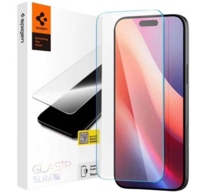 Скло захисне Spigen iPhone 16 Plus/15 Plus Glas tR SLIM HD (1 Pack) (AGL06890)