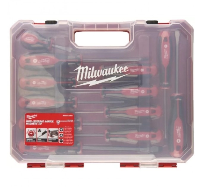 Набір викруток Milwaukee магнітних з тригранною рукояткою, в пластиковому кейсі 12шт. (4932472003)