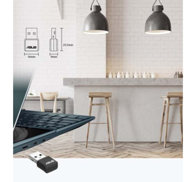 ASUS Мережева карта Wi-Fi ASUS USB-AX55 nano (90IG06X0-MO0B00)
