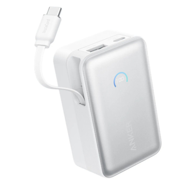 Anker Батарея універсальна Anker Nano 10000mAh, 45W, Built-In USB-C Cable, white (A1638H21)