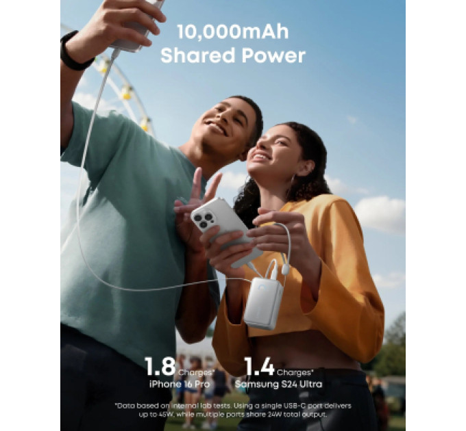 Anker Батарея універсальна Anker Nano 10000mAh, 45W, Built-In USB-C Cable, white (A1638H21)