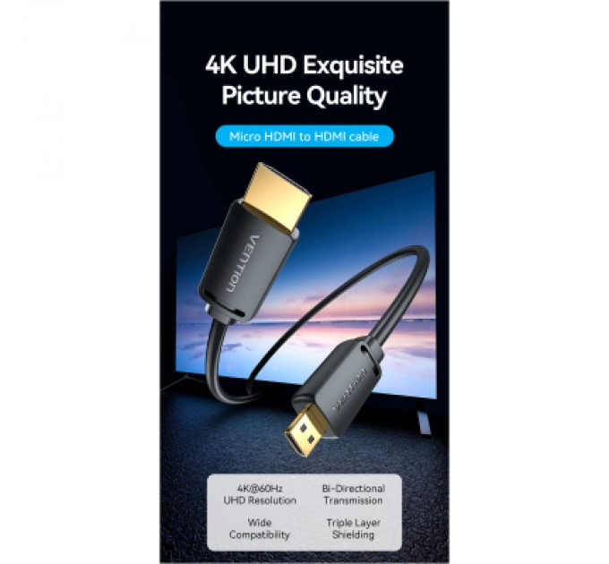 Кабель мультимедійний HDMI to HDMI Micro 3.0m V2.0 4K 60Hz18Gbps HDR Dolby Vention (AGIBI)