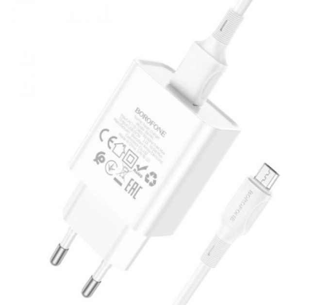 Зарядний пристрій BOROFONE BA74A Aspirer USB + cable USB to Micro 5P White (6974443388664)