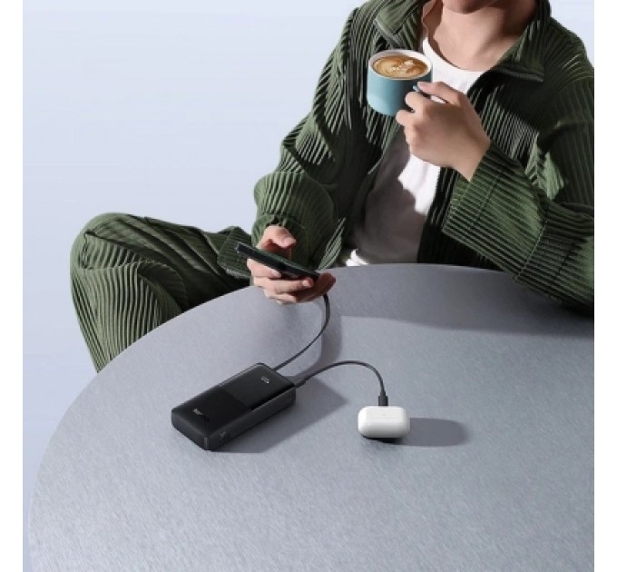 Батарея універсальна Baseus Bipow 2 Digital Display 20000mAh 20W with Built-in USB-C Cable Black (P10077101113-01)
