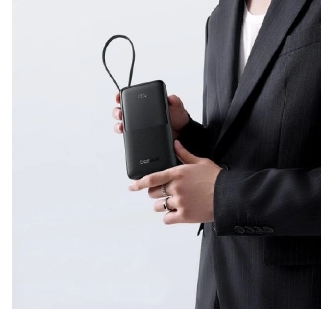 Батарея універсальна Baseus Bipow 2 Digital Display 20000mAh 20W with Built-in USB-C Cable Black (P10077101113-01)