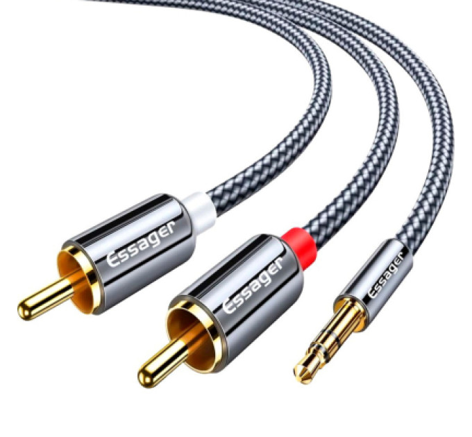Essager Кабель мультимедійний 3.5mm M to 2xRCA M 1.0m Essager (EYPZJ-MY0H)
