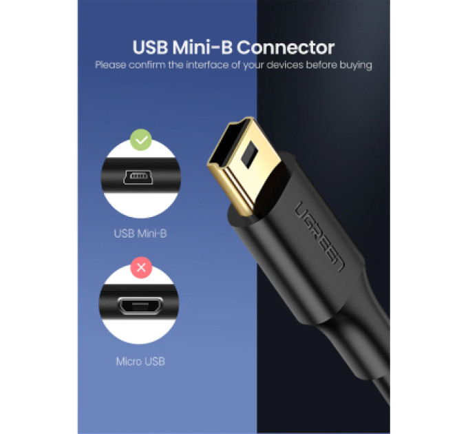 Ugreen Дата кабель USB 2.0 AM to Mini 5P 0.5m black Ugreen (10354)