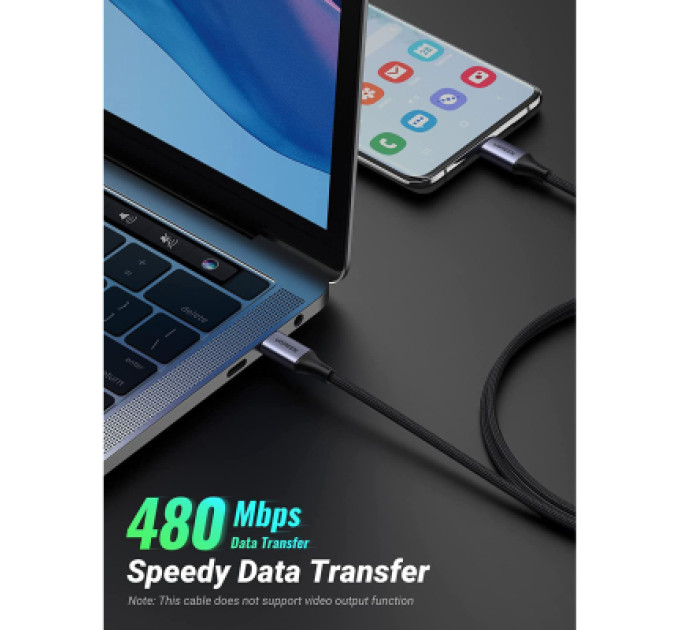 Ugreen Дата кабель USB-C to USB-C 2.0m 240W space gray Ugreen (90440)