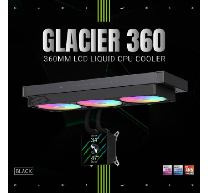 Система рідинного охолодження Gamemax GLACIER 360 LCD BK