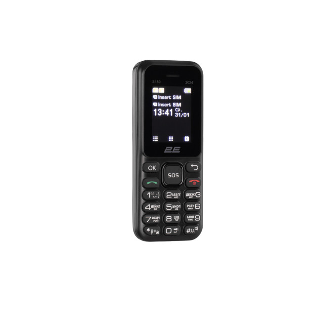 2E Мобiльний телефон 2E S180 2024 Black (694743653885)
