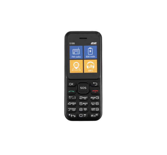2E Мобiльний телефон 2E S180 2024 Black (694743653885)