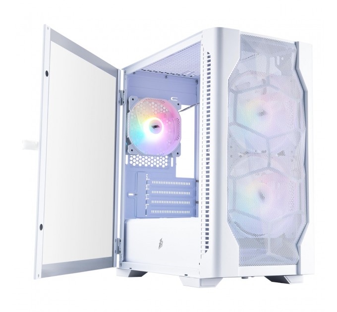 Корпус 1stPlayer D4-M-WH-2F1P-W-1F1-W White