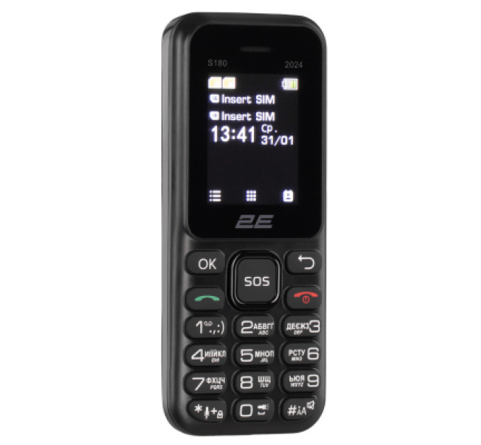 2E Мобільний телефон 2E S180 2024 Black (694743653885)