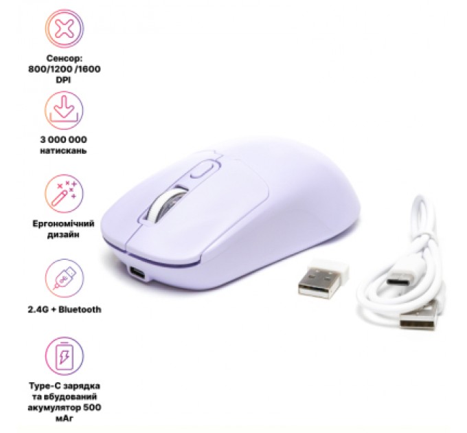 Мишка Hölmer MW-02OF Wireless/Bluetooth Purple (MW-02OF)