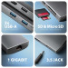 AXAGON Хаб концентратор AXAGON HMC-8HLSA USB-C 5Gbps 9in1 hub, Grey