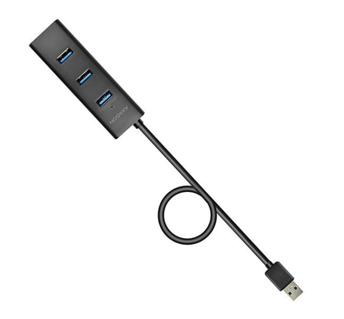 AXAGON Хаб AXAGON HUE-S2BP USB3.0 CHARGING hub, 1.2m Cable, MicroUSB Charging, Black
