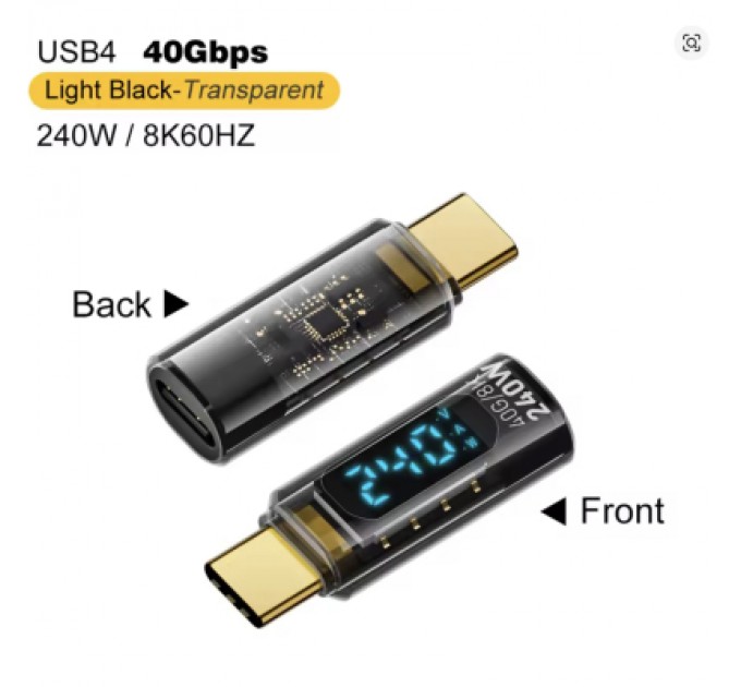 Перехідник USB-C M to USB-C F 40Gbps 240W 8K with display XoKo (AC-240TCС)