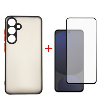 Чохол до мобільного телефона Dengos Matte Kit for Samsung Galaxy S25 FE case + glass Black (DG-KM-168)