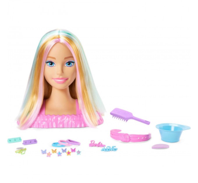 Ігровий набір Barbie Лялька-манекен для зачісок "Кольорове перевтілення" Barbie з аксесуарами (JFG81)