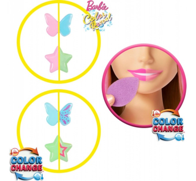 Ігровий набір Barbie Лялька-манекен для зачісок "Кольорове перевтілення" Barbie з аксесуарами (JFG81)