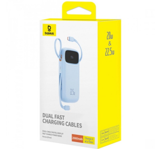 Батарея універсальна Baseus Qpow2 20000mAh 22.5W PD, QC/3.0 Blue (P10055002313-00)