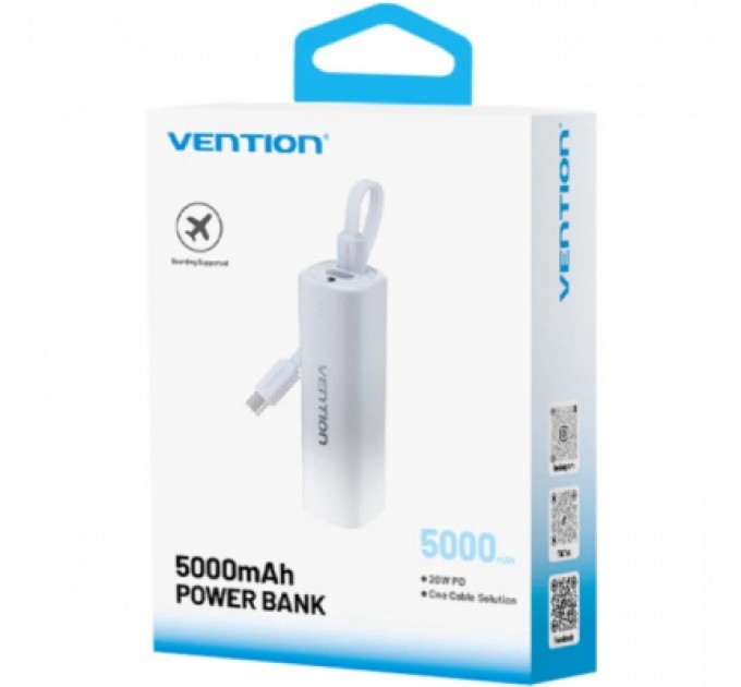 Батарея універсальна VENTION 5000mAh 20W PD, USB-C In/Out, Lightning In/Out, with cable, Gradient Gray (FHWM0)