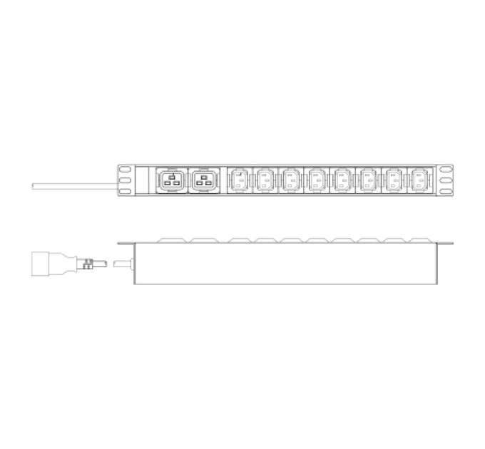 Digitus Силовий блок 19" 1U w/PDU 8xC13, 2xC19, 16A, 250V, вилка C20 Digitus (DN-95427)
