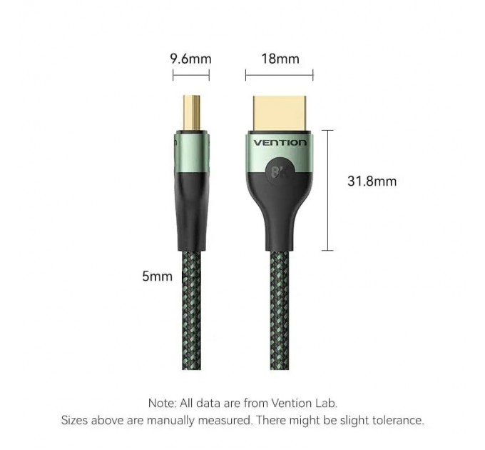 Кабель Vention HDMI - HDMI V 2.1 (M/M), 2 м, Green (ALOGH)