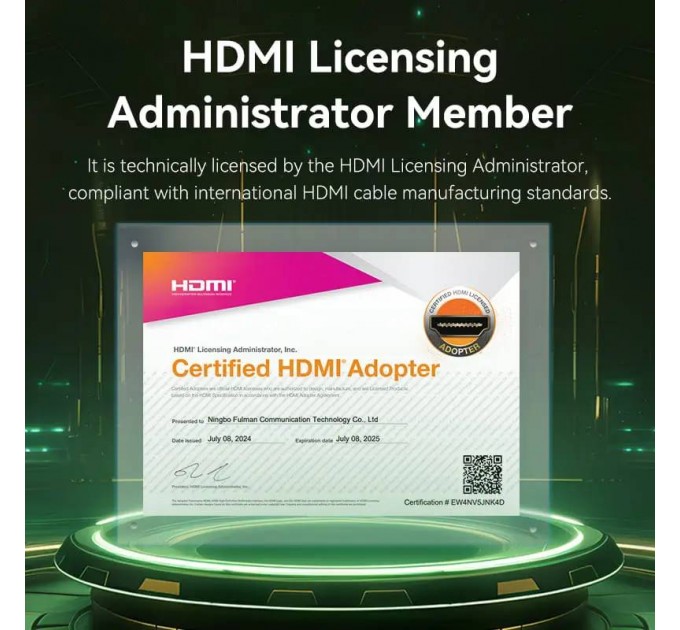 Кабель Vention HDMI - HDMI V 2.1 (M/M), 2 м, Green (ALOGH)