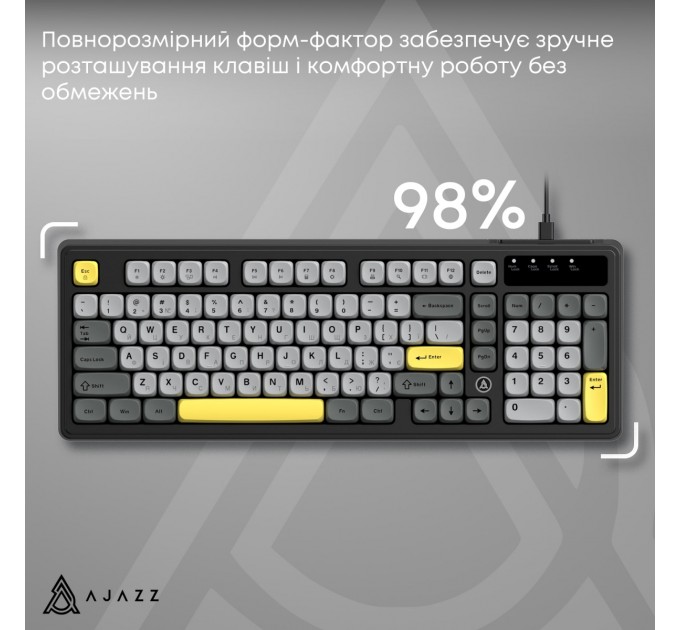 Клавіатура Ajazz AF98 Black USB-C Black Gray Yellow (AF98-BGY)
