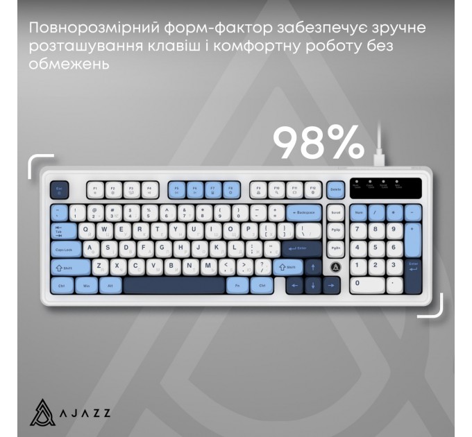 Клавіатура Ajazz AF98 Black USB-C Glacier Blue (AF98-GB)