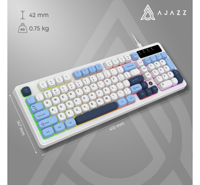 Клавіатура Ajazz AF98 Black USB-C Glacier Blue (AF98-GB)