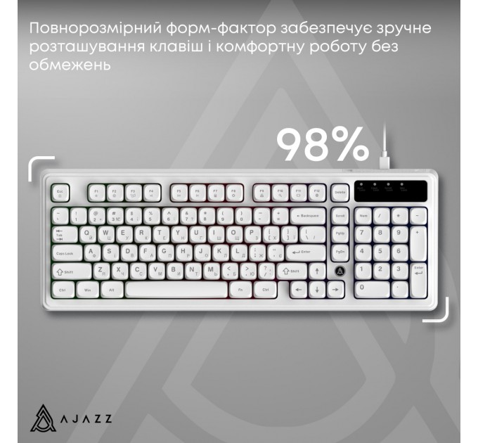 Клавіатура Ajazz AF98 Black USB-C White (AF98-W)