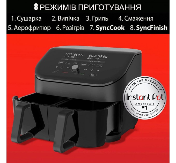 Мультипіч Instant Vortex Plus Double Basket ClearCook