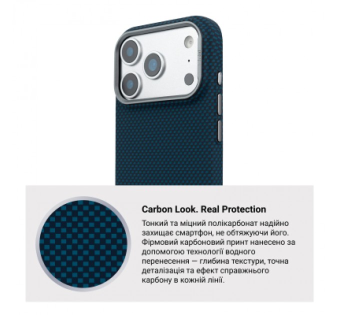 Чохол до мобільного телефона Armorstandart LikeCarbon2 MagCase Apple iPhone 17 Pro Kevlar Dark Blue (ARM88554)