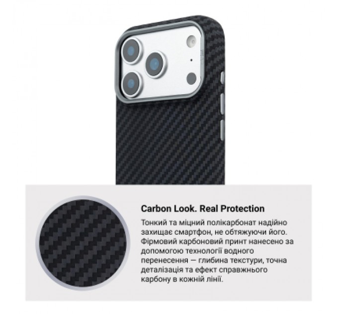 Чохол до мобільного телефона Armorstandart LikeCarbon2 MagCase Apple iPhone 17 Pro Max Carbon Black (ARM86259)