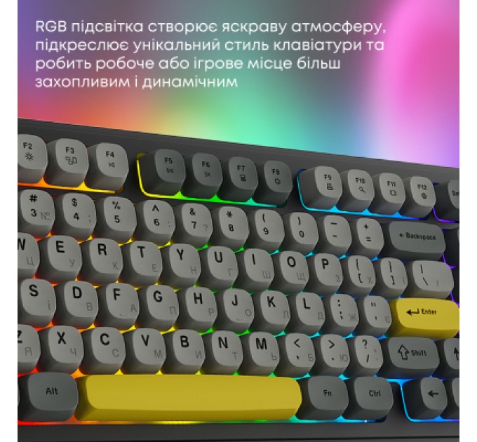 Клавіатура Ajazz AF98 Plus Wireless/Bluetooth/USB UA Black/Grey/Yellow (AF98-PLUS-BGY)