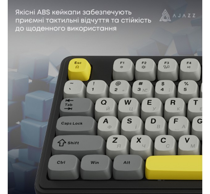 Клавіатура Ajazz AF98 Plus Wireless/Bluetooth/USB UA Black/Grey/Yellow (AF98-PLUS-BGY)