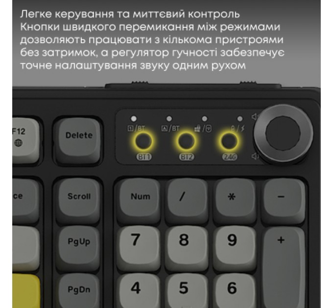 Клавіатура Ajazz AF98 Plus Wireless/Bluetooth/USB UA Black/Grey/Yellow (AF98-PLUS-BGY)