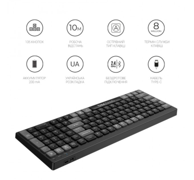 Клавіатура Ajazz SK985BO Bluetooth/Wireless UA Black/White (SK985BO)