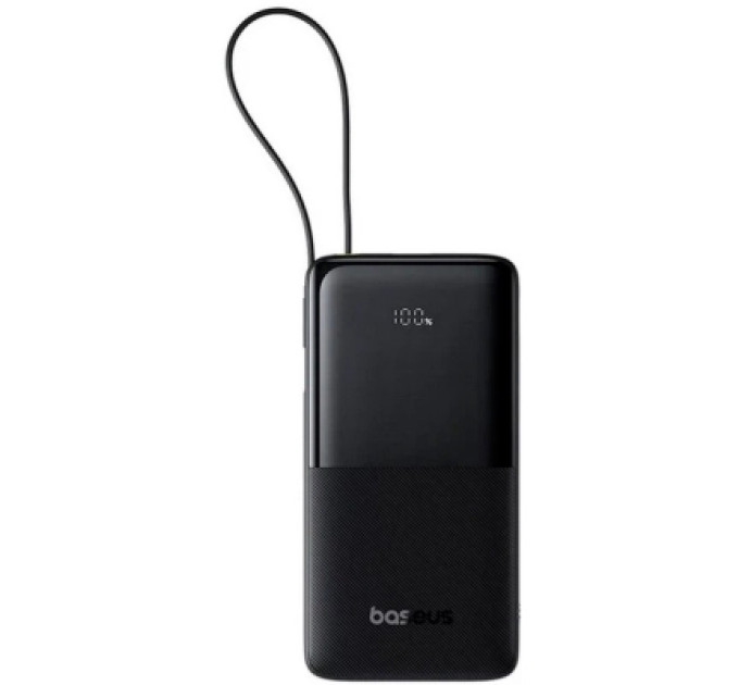 Baseus Батарея універсальна Baseus Bipow 2 Digital Display 20000mAh 20W with Built-in USB-C Cable Black (P10077101113-01)