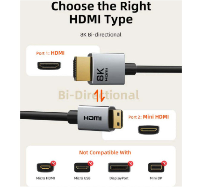 Cabletime Кабель мультимедійний HDMI mini M to HDMI M 3.0m 8K60Hz Cabletime (CA915866)